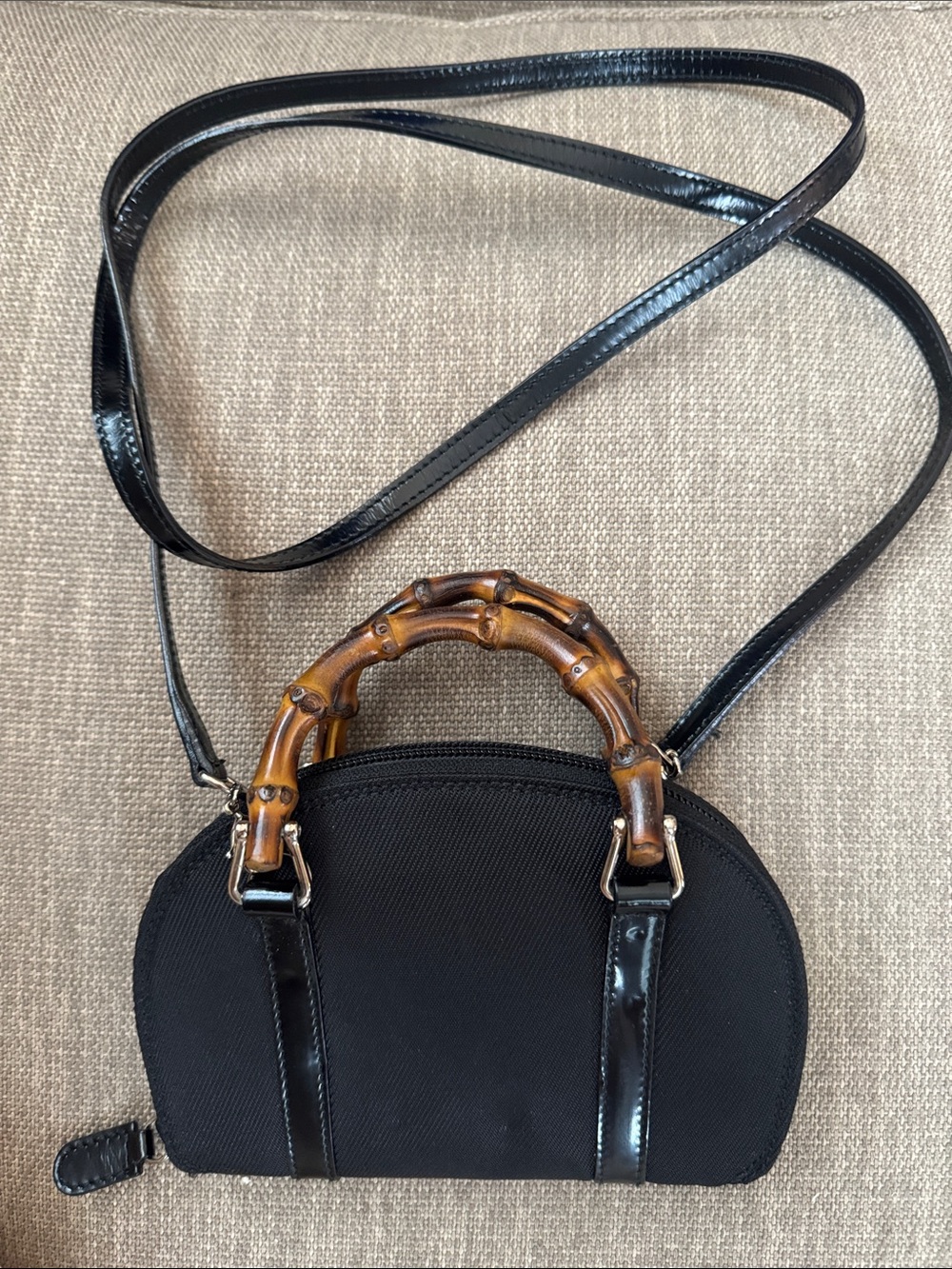 Gucci Black Crossbody Bag with Bamboo Top Handle